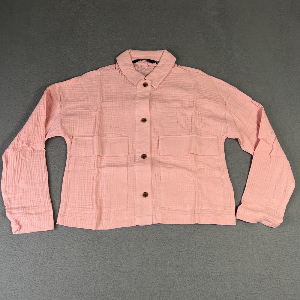 Colleen Lopez Lightweight‎ Jacket Womens XXS Pink Blossom Gauze Cotton Button
